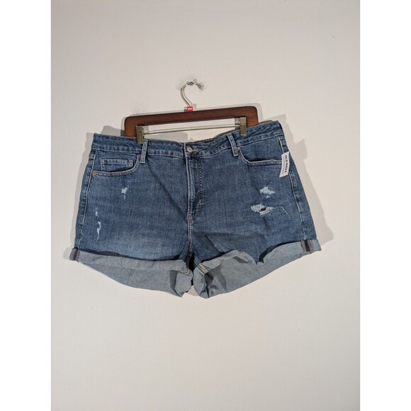 NWT Old Navy Shorts Women Plus 20 Blue Medium Wash High Rise Secret Pockets - Picture 1 of 9